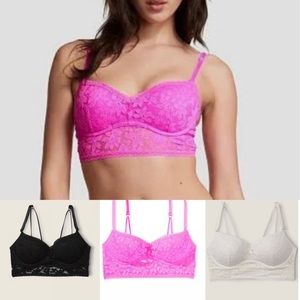 L & XL Pink Victoria's Secret PINK soft Lace Bralette Push Up (2 colors left)